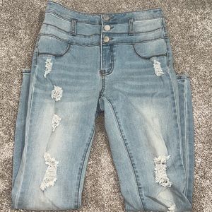 Light Blue Destroyed Skinny High Waisted Refuge Jeans